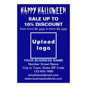 Business Halloween Sale on Blue Photo Paper Print