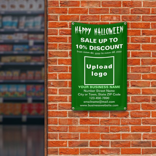 Business Halloween Sale on Green Banner (Attract more customers this holiday. Business Halloween sale on green banner.)