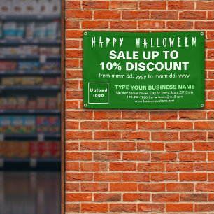 Business Halloween Sale on Green Rectangle Banner