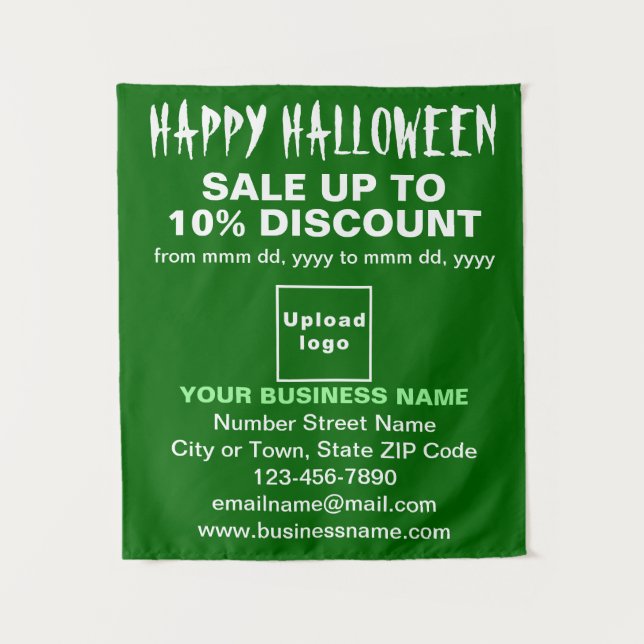 Business Halloween Sale on Green Tapestry (Front)