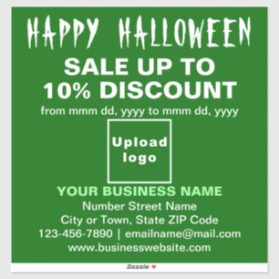 Business Halloween Sale on Green Vinyl Sticker