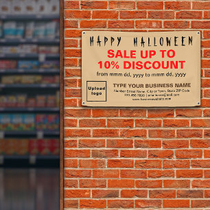 Business Halloween Sale on Light Brown Rectangle Banner
