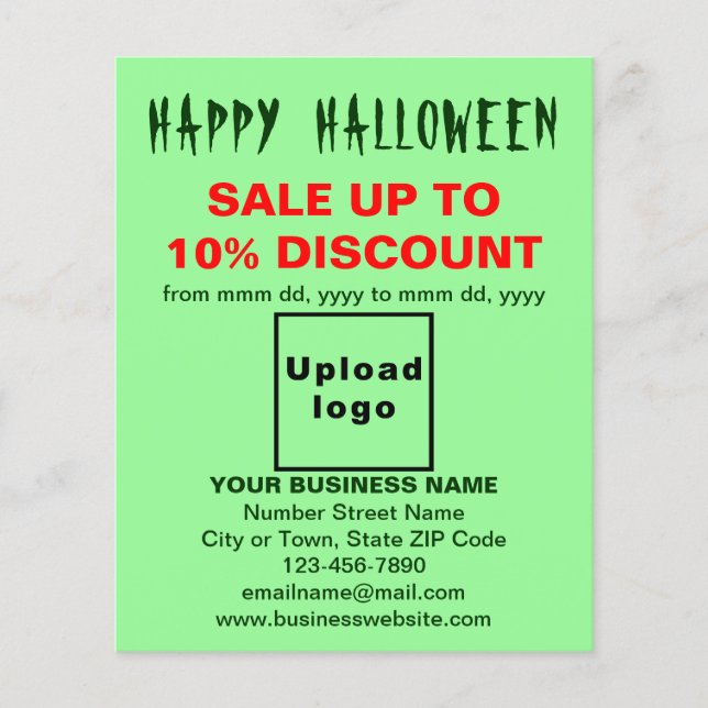 Business Halloween Sale on Light Green Flyer (Front)