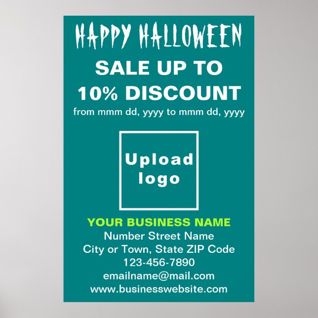 Business Halloween Sale on Teal Green Poster (Front)