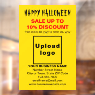 Business Halloween Sale on Yellow Window Cling
