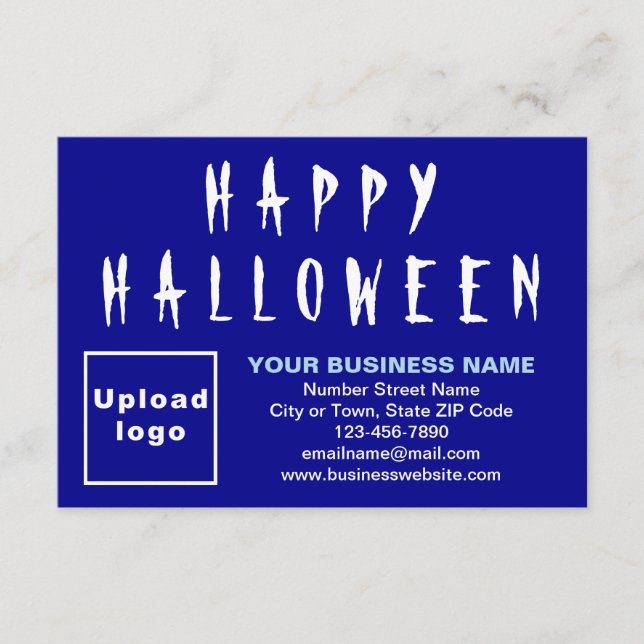 Business Halloween Small Blue Flat Greeting Card (Front)