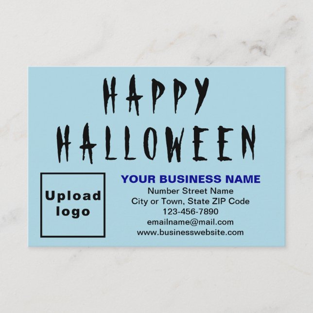 Business Halloween Small Light Blue Flat Card (Front)