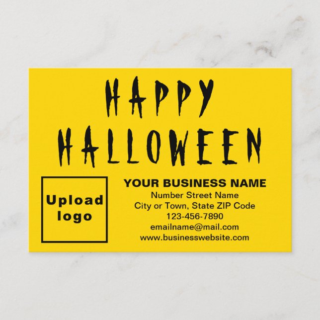 Business Halloween Small Yellow Flat Card (Front)