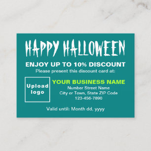 Business Halloween Teal Green Discount Card