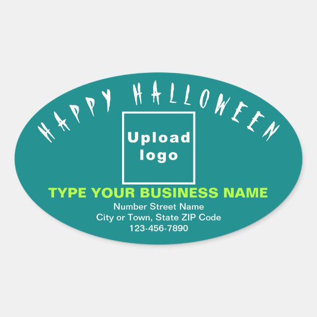 Business Halloween Teal Oval Sticker (Front)
