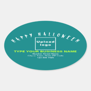 Business Halloween Teal Oval Sticker