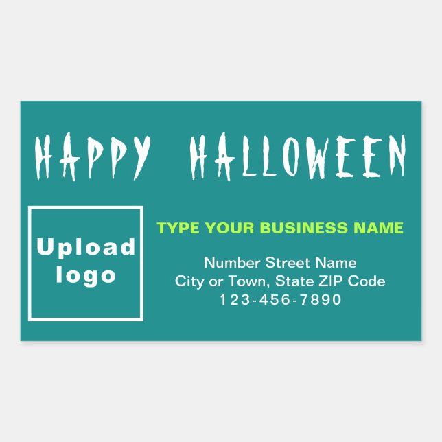Business Halloween Teal Rectangle Sticker (Front)