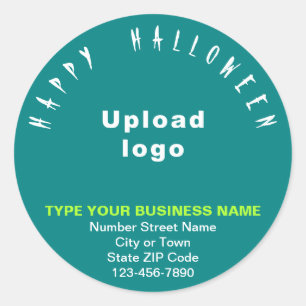 Business Halloween Teal Round Sticker