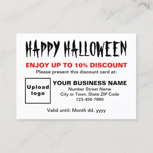 Business Halloween White Discount Card (Front)