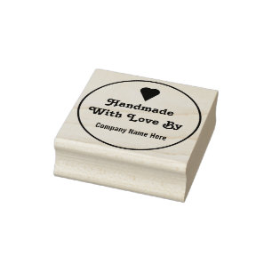 Business Handmade With Love By Company Name Text Rubber Stamp