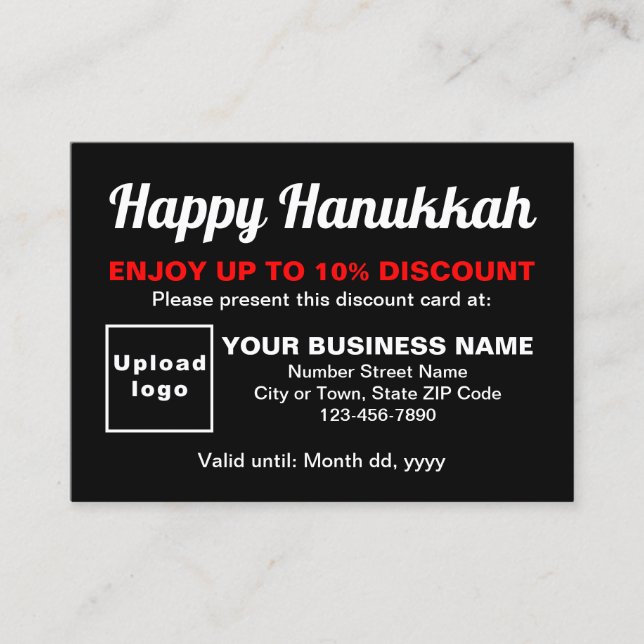 Business Hanukkah Black Discount Card (Front)