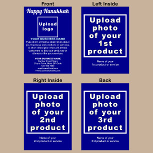 Business Hanukkah Blue Folded Greeting Card