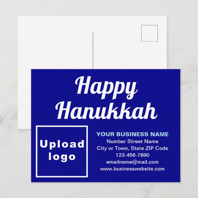 Business Hanukkah Blue Holiday Postcard (Front/Back)