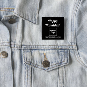 Business Hanukkah Greeting on Black Square Button