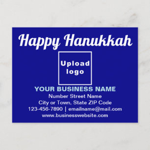Business Hanukkah Greeting on Blue Postcard