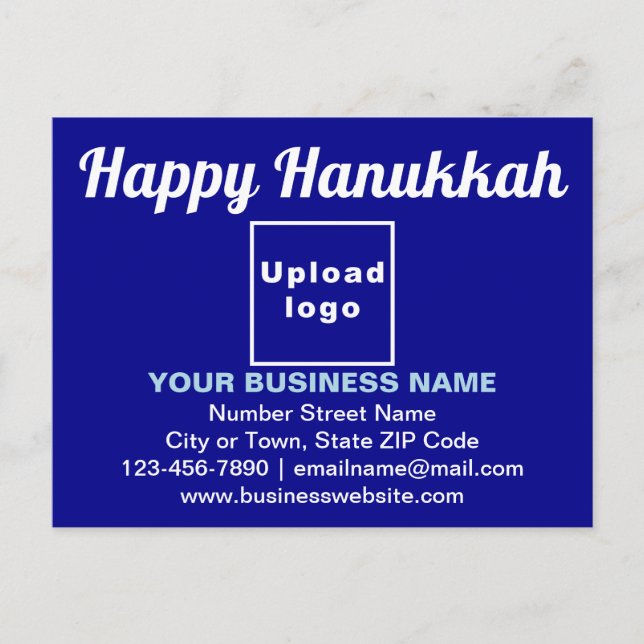 Business Hanukkah Greeting on Blue Postcard (Front)