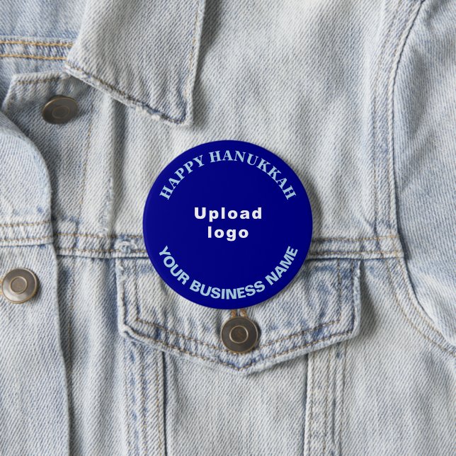 Business Hanukkah Greeting on Blue Round Button (In Situ)