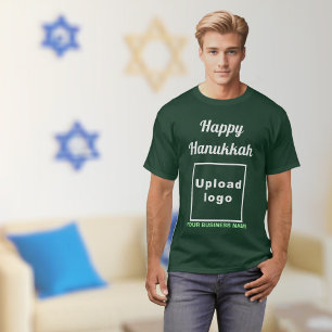 Business Hanukkah Greeting on Deep Forest Green T-Shirt