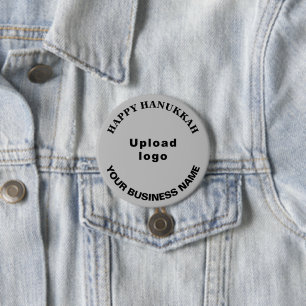 Business Hanukkah Greeting on Grey Round Button