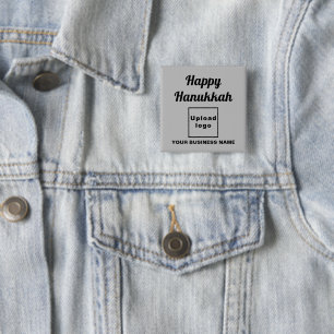 Business Hanukkah Greeting on Grey Square Button