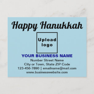 Business Hanukkah Greeting on Light Blue Postcard