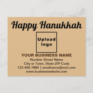 Business Hanukkah Greeting on Light Brown Postcard