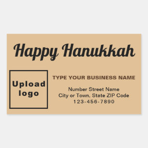 Business Hanukkah Greeting on Light Brown Rectangular Sticker