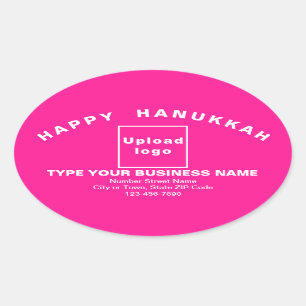 Business Hanukkah Greeting on Pink Oval Sticker