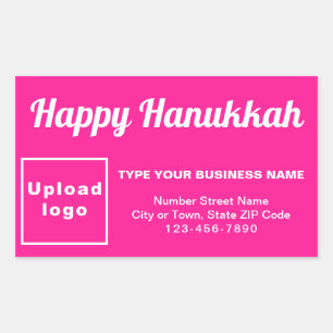 Business Hanukkah Greeting on Pink Rectangular Sticker