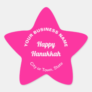Business Hanukkah Greeting on Pink Star Sticker