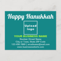 Business Hanukkah Greeting on Teal Green Postcard