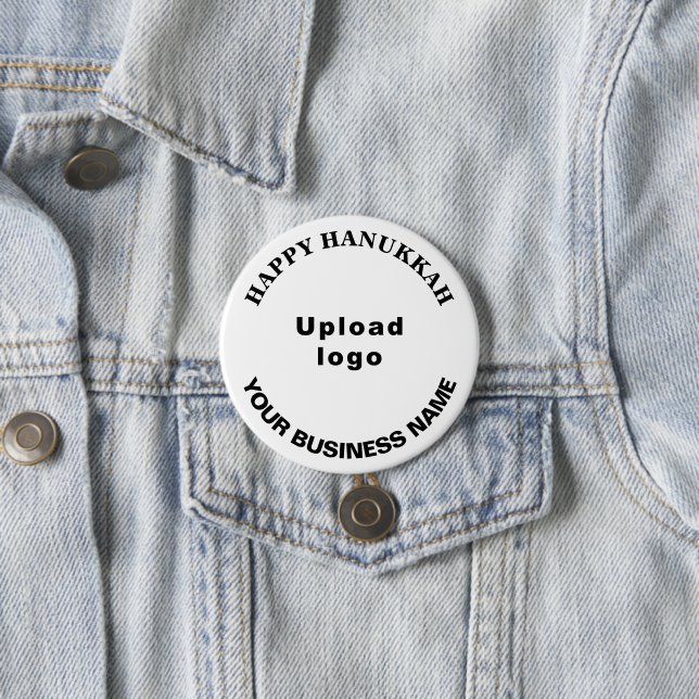Business Hanukkah Greeting on White Round Button (In Situ)