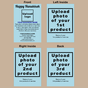 Business Hanukkah Light Blue Folded Greeting Card