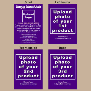Business Hanukkah Purple Folded Greeting Card