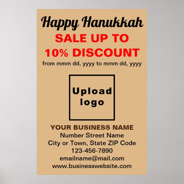 Business Hanukkah Sale on Light Brown Poster (Front)