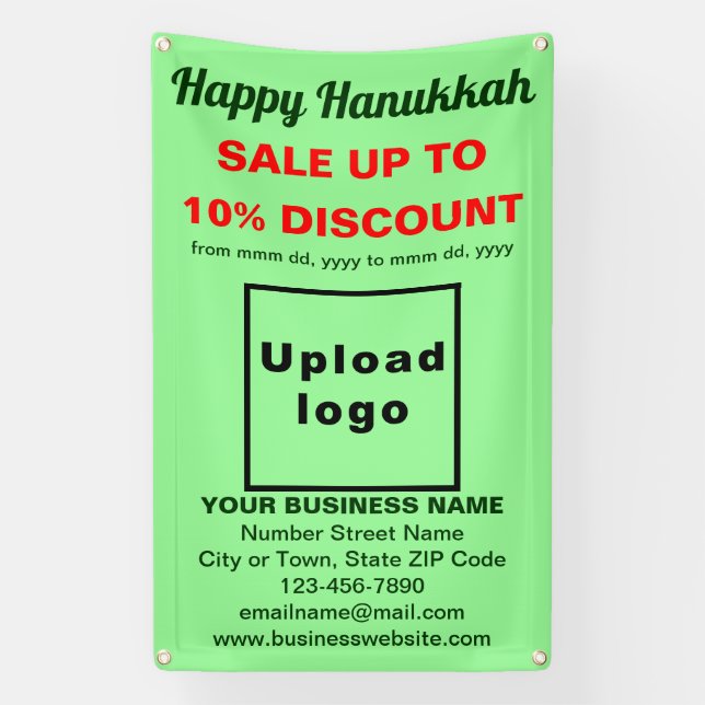Business Hanukkah Sale on Light Green Banner (Vertical)