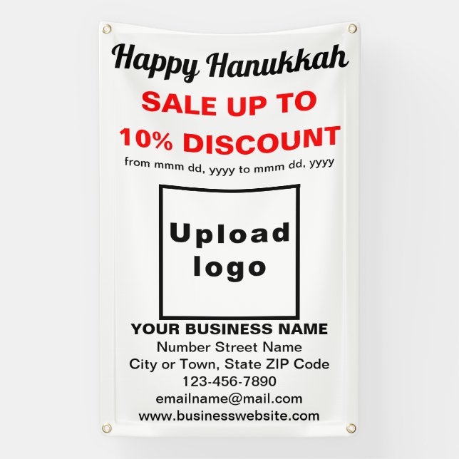 Business Hanukkah Sale on White Banner (Vertical)