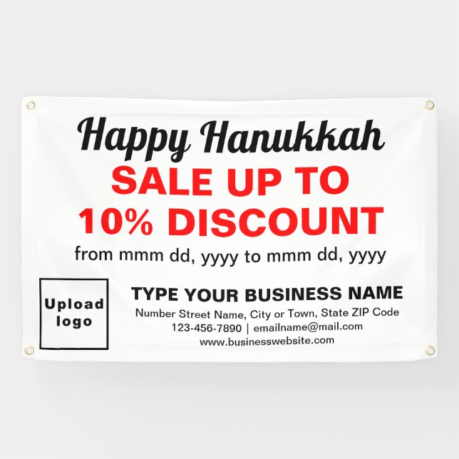 Business Hanukkah Sale on White Rectangle Banner (Horizontal)