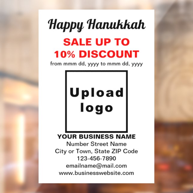 Business Hanukkah Sale on White Window Cling (Sheet 2)