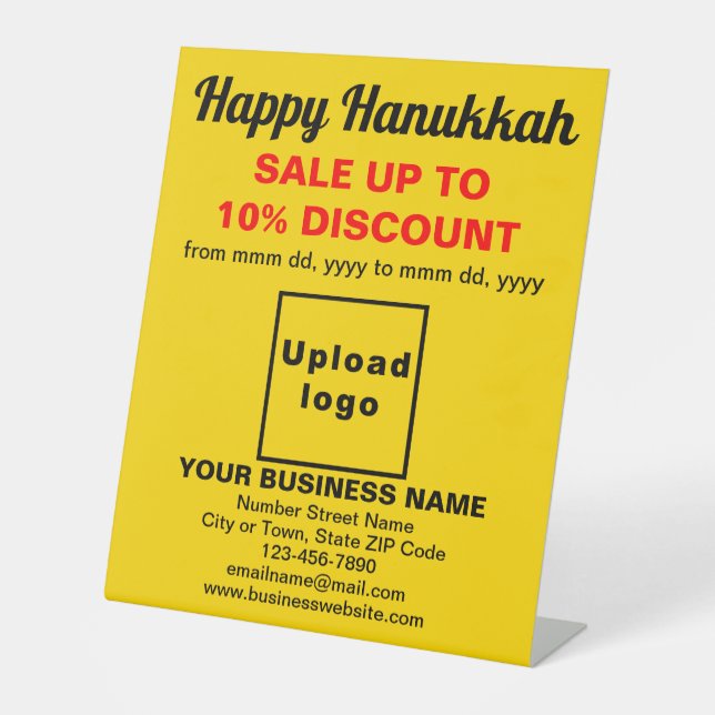 Business Hanukkah Sale on Yellow Pedestal Sign (Front)