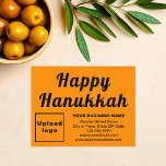 Business Hanukkah Small Orange Colour Flat Holiday Card<br><div class="desc">Happy Hanukkah! Wishing you joy, peace and blessing this festival of lights. A holiday to celebrate and to advertise also your business. Small size flat holiday card that you can customise to put your business brand and with Hanukkah greeting. Customise it and use it to greet your customers or clients...</div>