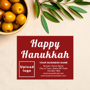 Business Hanukkah Small Red Flat Holiday Card