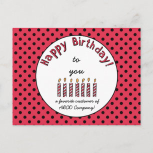 Business Happy Birthday Coupon Red Postcard