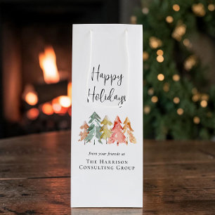 Business Happy Holidays Corporate Christmas Wine Gift Bag