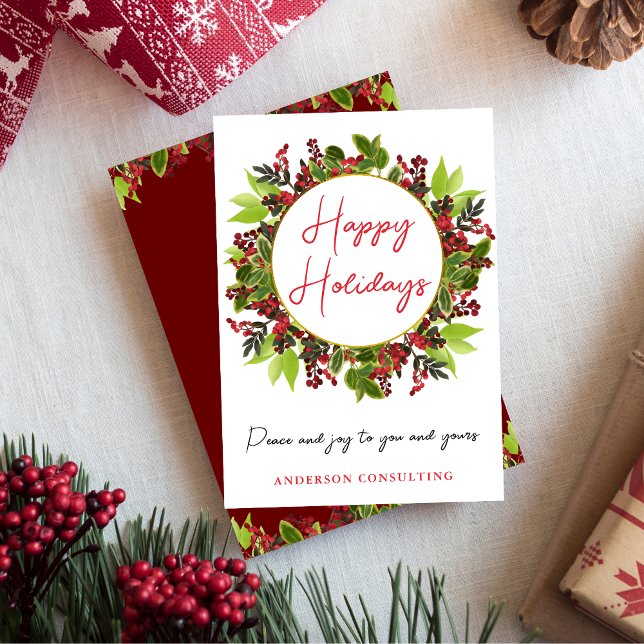 Business Happy Holidays Peace and Joy Holiday Card (Creator Uploaded)